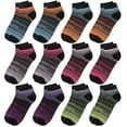 thumbnail image 2 of 12 Pairs Assorted Colors Women Novelty Ankle Socks - Messy Striped, 2 of 2
