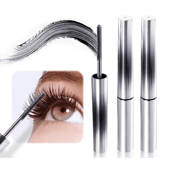 MODANU 2Pcs Iron Wand Mascara, Waterproof Black Washable Metal Mascara, Long Lasting Lash Extensions Mascara, 3D Curling Eyelash Iron Mascara for Women and Girls (Black)