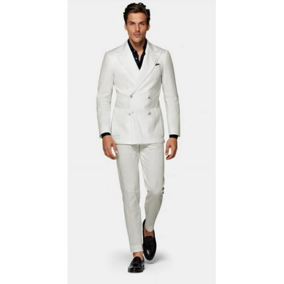 White Linen Suit - Double Breasted Summer Suits
