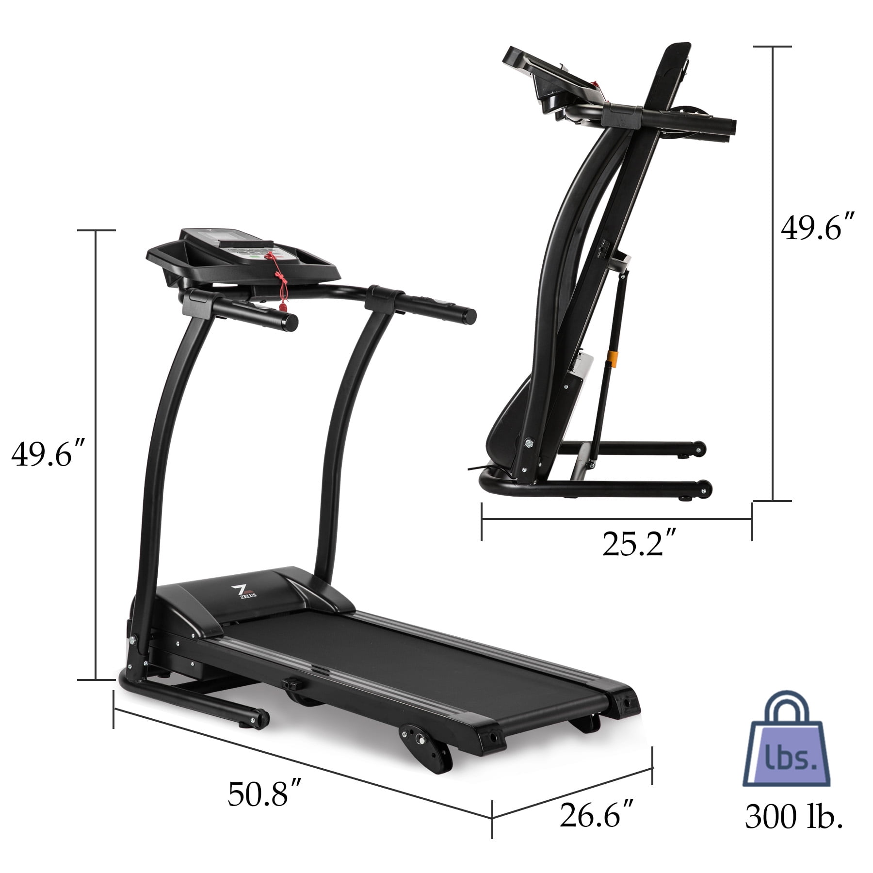 Foldable Quiet Electric Treadmill Manual Incline Motorized Running Machine for Home with LED Display, Heart Rates Monitoring, Emergency Stop, Miles Track, 300Lb. Load Capacity