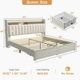 thumbnail image 7 of EnHomee Queen Bed Frame with Headboard and Storage,Upholistered Queen Bed with Drawers Beige Queen Storage Bed with 2 Large Drawers,Beige Bed Frame with Storage, Beige, 7 of 7
