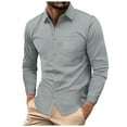 thumbnail image 5 of kamemir Mens Shirts Casual Button Down Shirt Long Sleeve Untucked Shirt Regular Fit Dress Shirts(Grey,L), 5 of 5