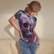 thumbnail image 3 of Fotbe Gothic Red Skull Cemetery Body de Mujer con Cuello Redondo y Mangas Cortas, Sin Mangas Ajustado, Suave, Cómodo y Básico-X-Large, 3 of 7