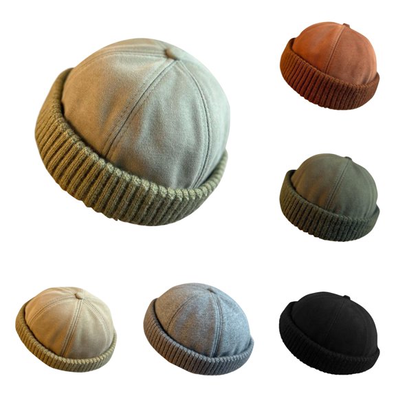 Winter Fisherman Hats Warm Knit Brimless Hat Cap Adjustable Bucket Hat