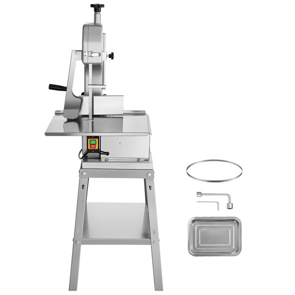 KFFKFF Electric Meat Cutter, 850W Vertical Design, 19.1"x15" Table Size, Up to 7.09" Slice Thickness, Comes with 5 Blades for Frozen Meat, Pork, Beef, Ribs Cutting