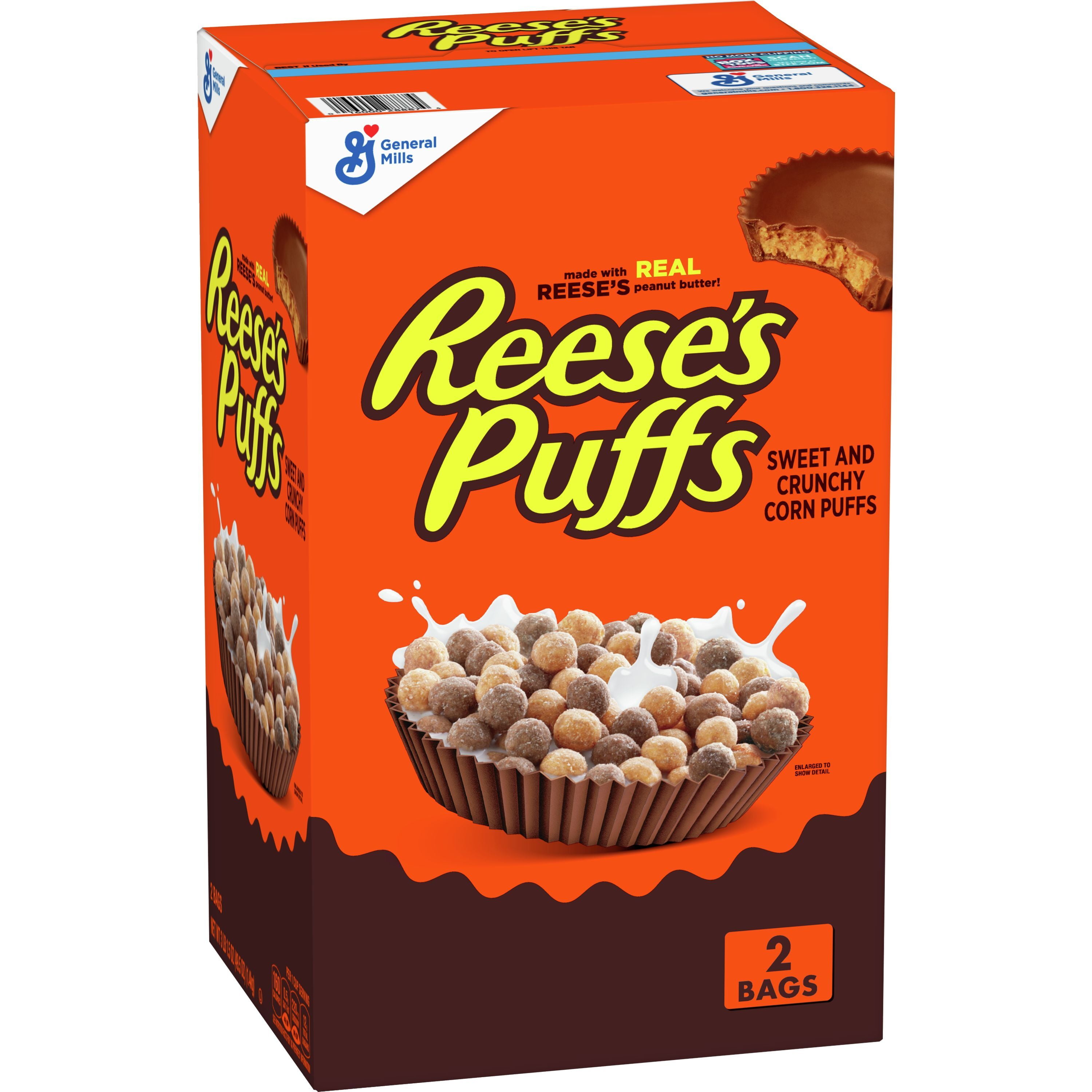 Reese's Puffs, Chocolatey Peanut Butter Cereal,  OZ Box of Two Bags -  