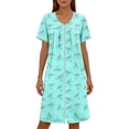 thumbnail image 4 of Nightgown Women Loose New Women’s Zip Print Nightgown with Pockets Round Neck Pleated Sleep Dress Summer Loose Comfy Home Nightshirt, 4 of 6
