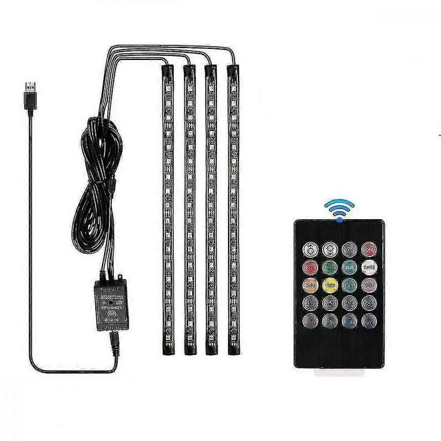Tira de luces LED para interior de coche, 72 LED RGB, luz ambiental