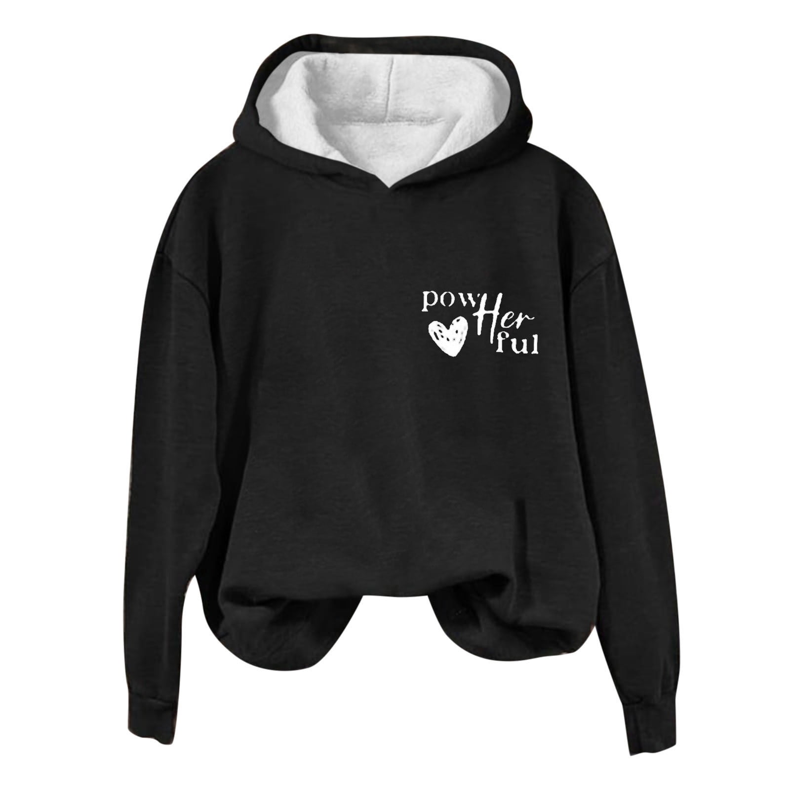 Black_Friday&Cyber/Monday Womens Clothing Under $10.00 Yuxingfu Women'S Casual Fall and Winter Long-Sleeved Fashion Printed Hooded Tops Sweatshirt