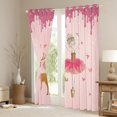 thumbnail image 4 of Homewish Kawaii Ballet Princess Black Out Curtains for Kids, Flower Deer Elk Curtains Pack of 2 (42x63 Each), Pink Sequin Print Bedroom Curtains, Curtains and Drapes Decor, 4 of 7
