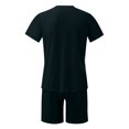 thumbnail image 5 of Men's Spring Summer 2-Piece Outfit, Casual Muscle Fit Short Sleeve Tee and Classic Fit Sport Shorts, Lightweight Tracksuit For Sports and Leisure,Black,S, 5 of 6