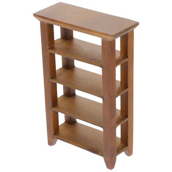 MLINS Brown Wooden Mini Bookshelf for Decoration Multilayer Shelving Display Rack Tiny Furniture