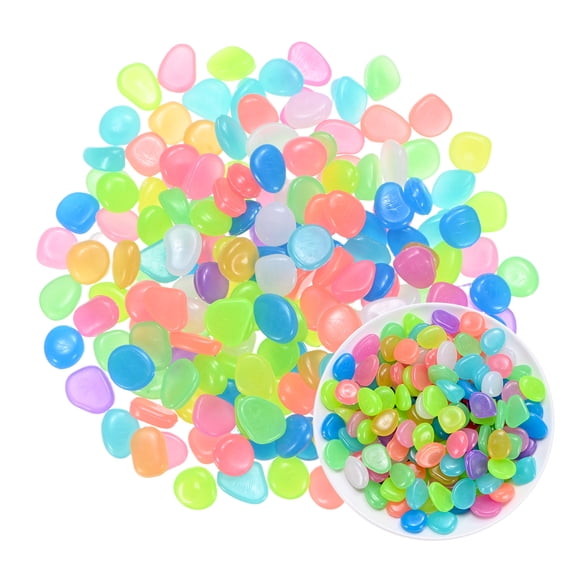 Uxcell 100-Pack Glow in The Dark Rocks, 0.79" Resin Outdoor Garden Decorations Luminous Pebbles Stones [Multicolor]