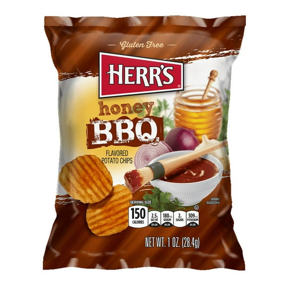 Herr's Honey BBQ Potato Chips 1 Oz (Pack of 7)