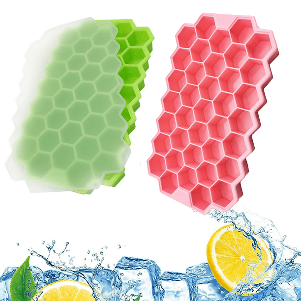 Bandejas para cubitos de hielo, moldes flexibles para cubitos de hielo con tapa, para bebidas frías, whisky y cócteles