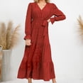 thumbnail image 4 of Utoimkio Women's Casual Loose Long Sleeve Maxi Dress Fall Winter V Neck Full Length Swing Party Long Dresses for Women, 4 of 8
