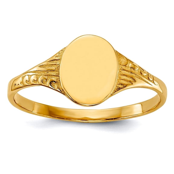 10k Solid Yellow Gold Oval Polished Signet Ring Size 2.25 Ring - .9 Grams