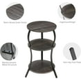 thumbnail image 4 of Vintage Small Round Side Table, 3-Tier Slim Waist Circular End Table with Storage Shelf, Compact Tea Sofa Side Table, Round Corner Coffee Table Nightstand for Living Room Bedroom Small Spaces,Black, 4 of 18