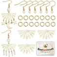 thumbnail image 1 of Juego de 80 ganchos para pendientes franceses chapados en oro de 24 quilates, 10 eslabones de araña y 60 anillas abiertas para hacer joyas., 1 of 6