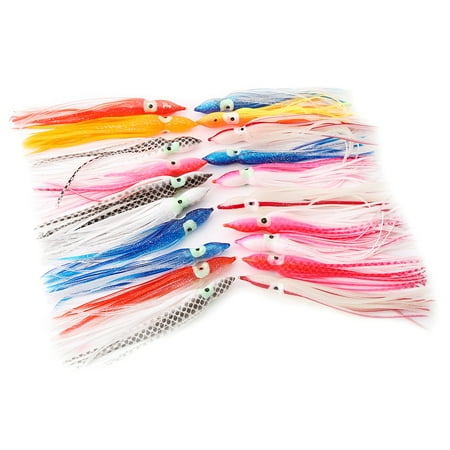 20pcs Useful Mixed Color Squid Skirt Bait Saltwater Soft Sea Fishing Lures 16cm