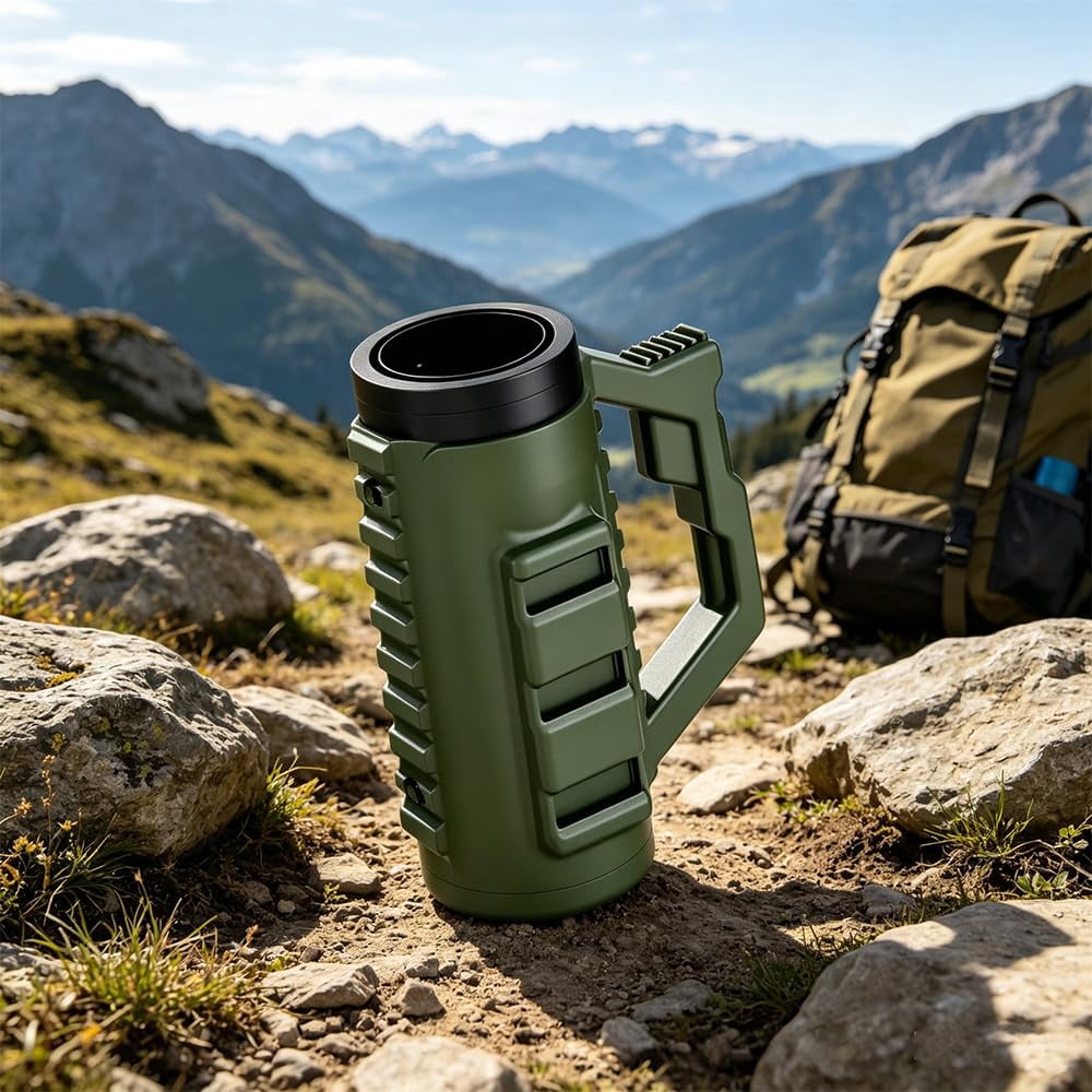 Tactical Assault Can Holder – 3D Printed Tactical Assault Cruise Cup, Double Tactical Reload Can Holder With Insulation Sleeve, For Party, Camping & Outdoor Use (Green, 16oz)