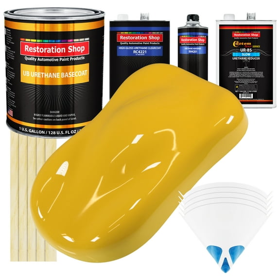 Canary Yellow SLOW 1 Gallon Automotive Paint Kit URETHANE BASECOAT & Clearcoat