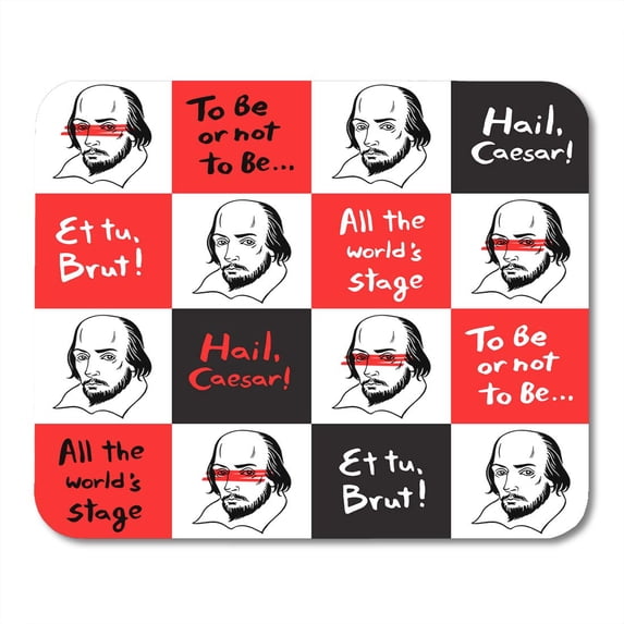 SIDONKU Shakespeare Portrait and Famous Writer Citations Geometrical Literary Quotes from Author Plays Chessboard Mousepad Mouse Pad Mouse Mat 9x10 inch