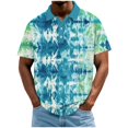 thumbnail image 2 of SGFCWSX Mens Short Sleeve Polo Shirt, Men Classic Button Placket Collar Comfortable Tie-Dye Casual Golf Shirts Mint Green Size XL, 2 of 5