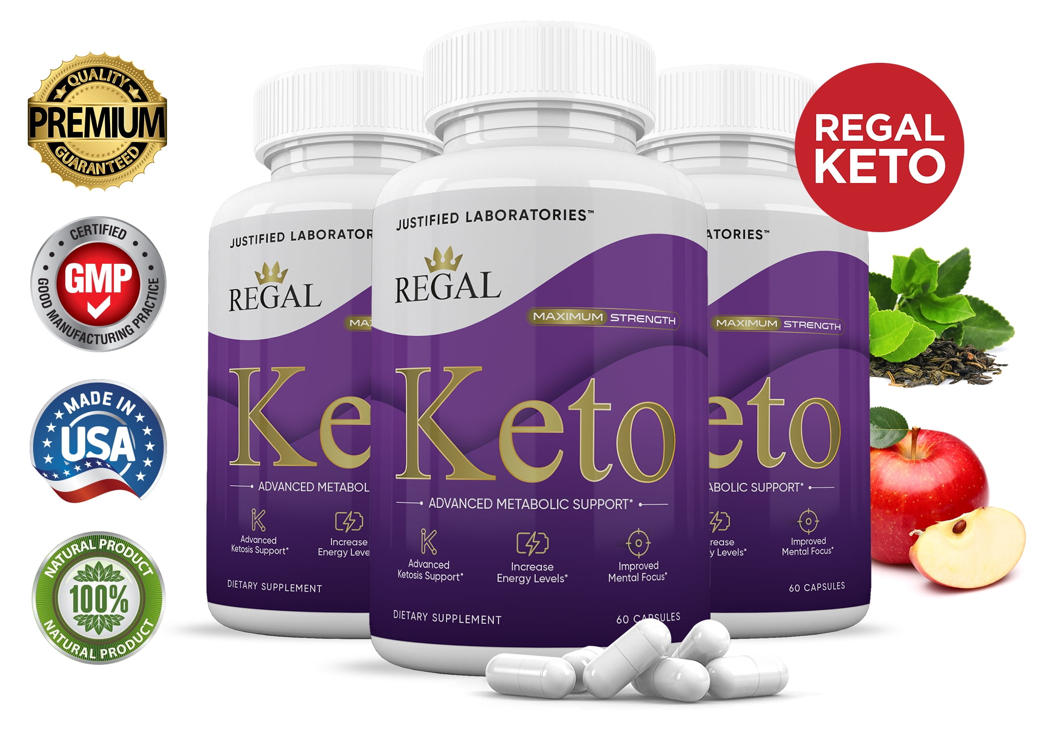 (3 Pack) Regal Keto Pills 800MG Includes Apple Cider Vinegar goBHB Exogenous Ketones Advanced Ketosis Support for Men Women 180 Capsules