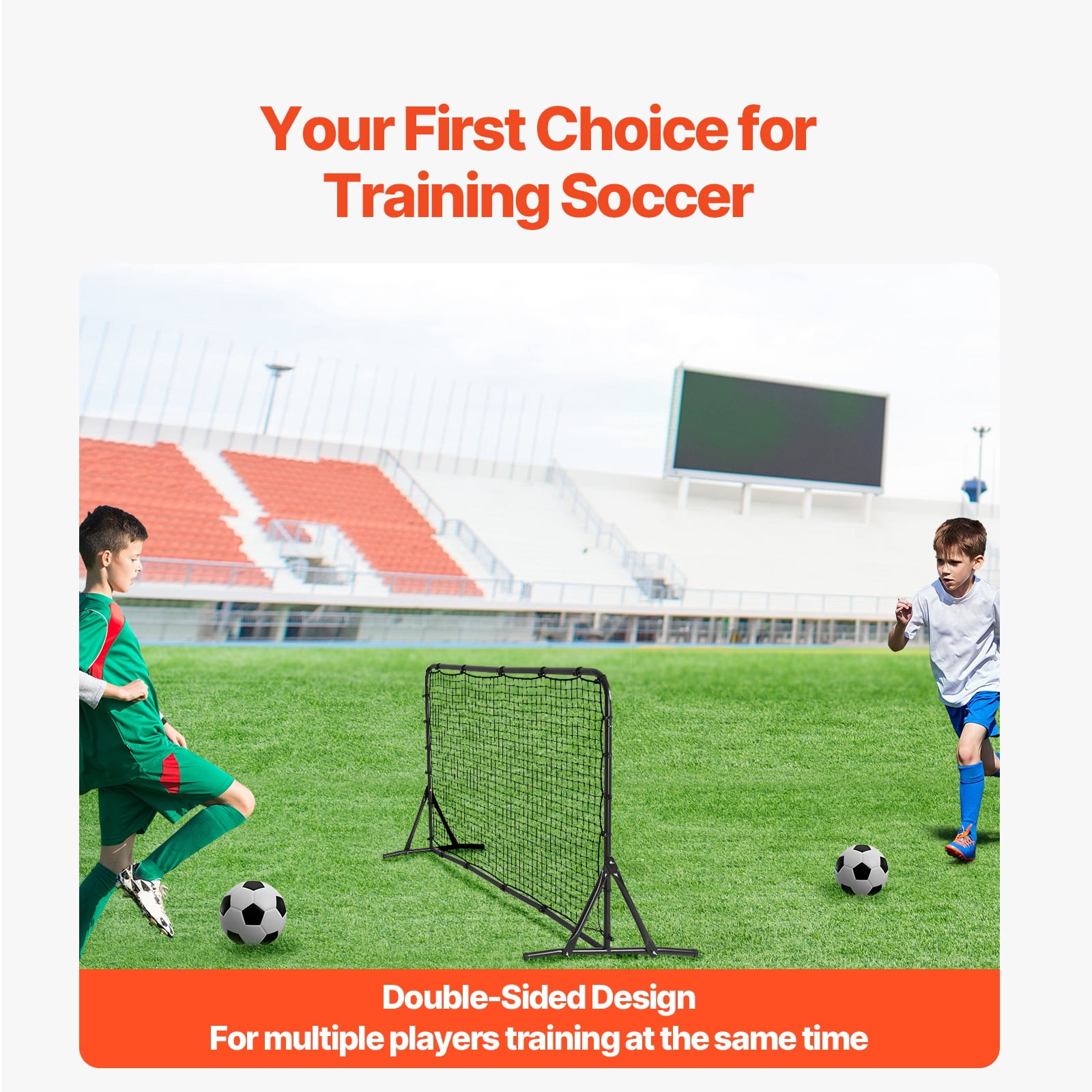 KFFKFF Football Return Trainer, 6x4FT Metal Soccer Practice Gear, Athletic Football Bounce Back Wall, Two-Sided Rebound Mesh, Simple Setup, Ideal for Garden Drills, Individual Exercise, Tossing