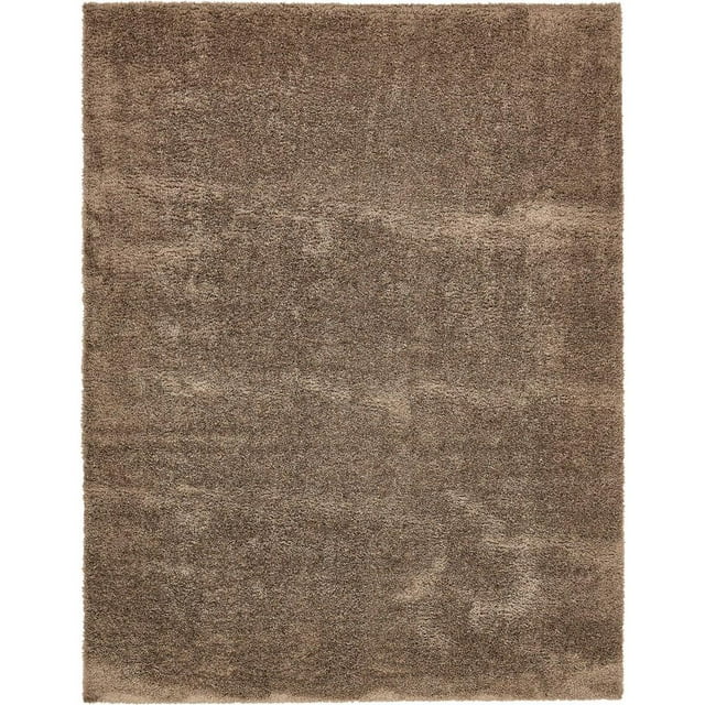 Unique Loom Studio Solide Shag Collection Tapis Urbain Moderne Super Doux et Peluche, 9 x 12 Pieds, Brun