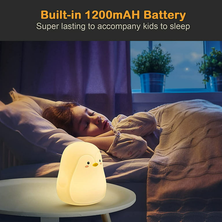- Bedroom Light Tap Kids, LED Silicone Portable Children Cute Control, Girls Gifts Light with Kids Rechargeable Lamp Penguin Squishy Baby for Color Toddler for Night USB Night Boys Nursery Soft Changing