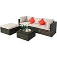 thumbnail image 1 of Patiojoy 5-Piece Outdoor Patio Sectional Rattan Sofa Set with Soft Back and Seat Cushion Brown, 1 of 8