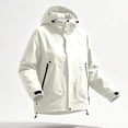 thumbnail image 4 of Admvng Women's Rain Jacket Waterproof Hooded Adjustable Cuff Zipper Pocket Outdoor Windproof Short Hiking Coat, 4 of 9