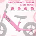 thumbnail image 6 of Toddler Balance Bike 2 Year Old, 11 Inch Push Bicycle with Adjustable Height, No Pedal Kids Toy Bike with Flat-Foam Tires, Gift Bike for 2-3 Boys Girls, Pink, 6 of 9