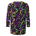 thumbnail image 4 of Nmnitkp Spring 2026 Womens Tops Fashion 3/4 Sleeve Tops for Women Mardi Gras Mask Print Loose Crew Neck Women's T-Shirts, Casual Carnival Spring Wear Women's Tops, Tees & Blouses Purple,3XL, 4 of 6