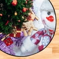 thumbnail image 4 of Coolnut Cute Snowman Christmas Christmas Tree Mats Waterproof Tree Skirt, Purple Garland Xmas Tree Stand Tray Mat Floor Protector Pad for Holiday Party Decoration, 28.3", 4 of 6