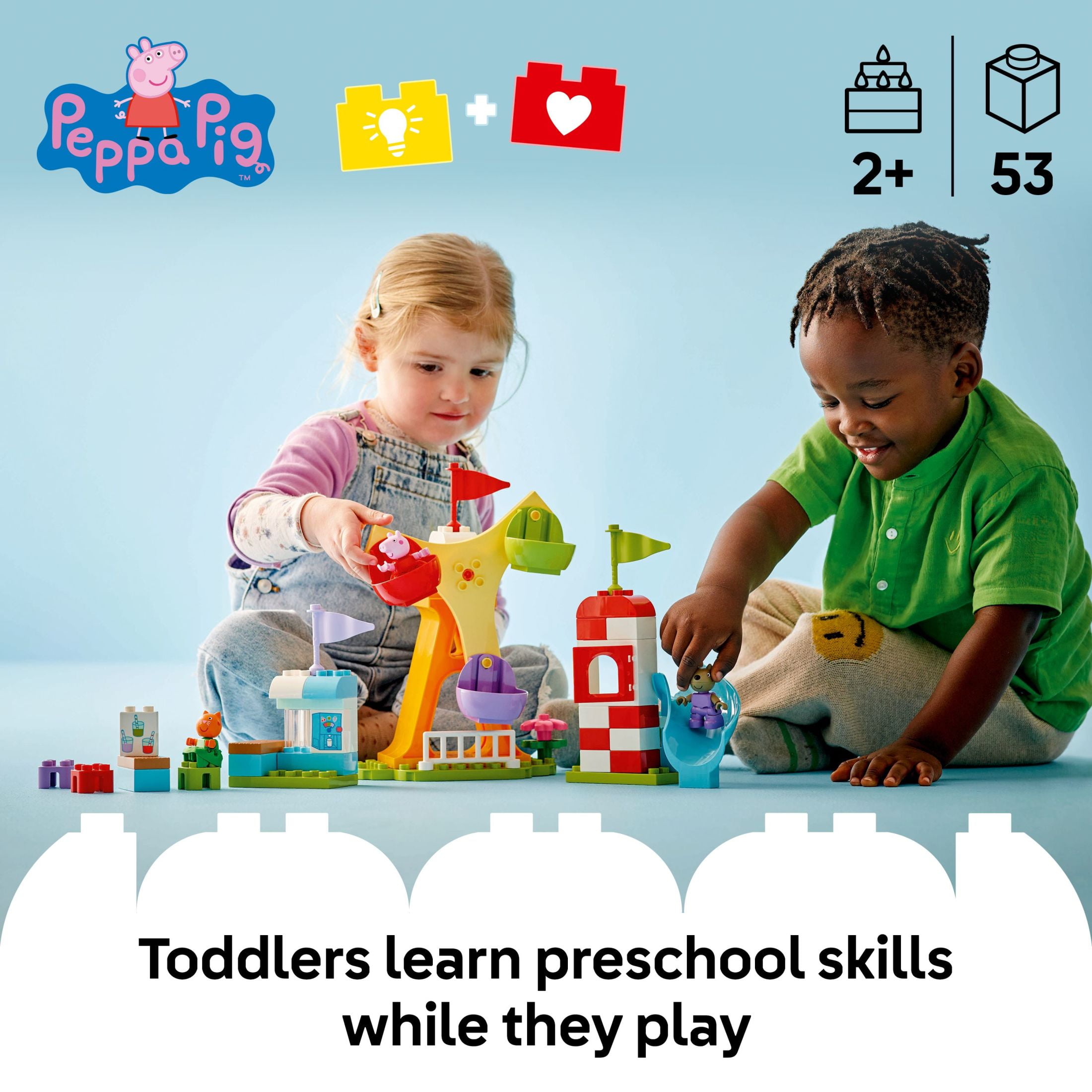 LEGO DUPLO Peppa Pig Funfair Toddler Toy - Sensory Toy Featuring Peppa Pig - Fun Gift for 2+ Year Old Boy or Girl - Helps Preschoolers Develop Color Sorting and Fine Motor Skills - 10453
