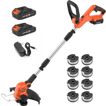 MAXLANDER Weed Wacker Cordless, 20V 12 Inch Cordless String Trimmer Edger, Weed Wacker Battery Operated with 8 PCS Replacement Spools, Lightweight Weed Trimmer (2x2.0Ah Battery and Charger Included)