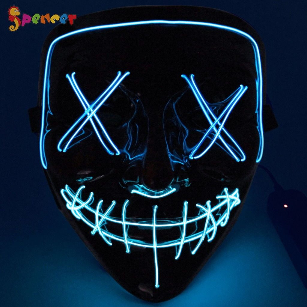 Halloween Scary Mask EL Wire LED Light Up Cosplay Costume Mask The Purge Movie