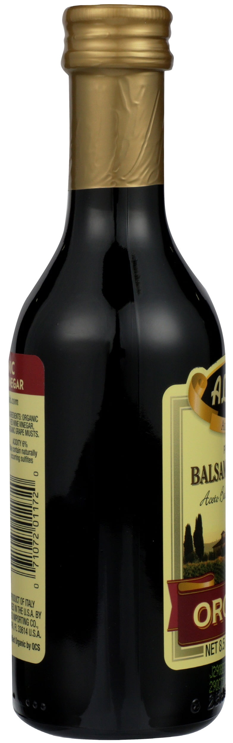 Alessi Premium Balsamic Vinegar Organic Red Wine Balsamic, 8.5 oz, Crystal Bottle