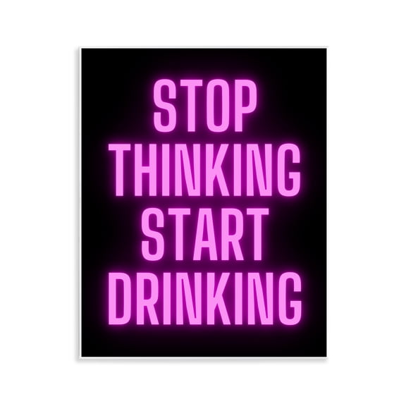 Stupell Industries Stop Thinking Start Drinking Text & Numbers Painting Unframed Art Print Wall Art, 11 x 14