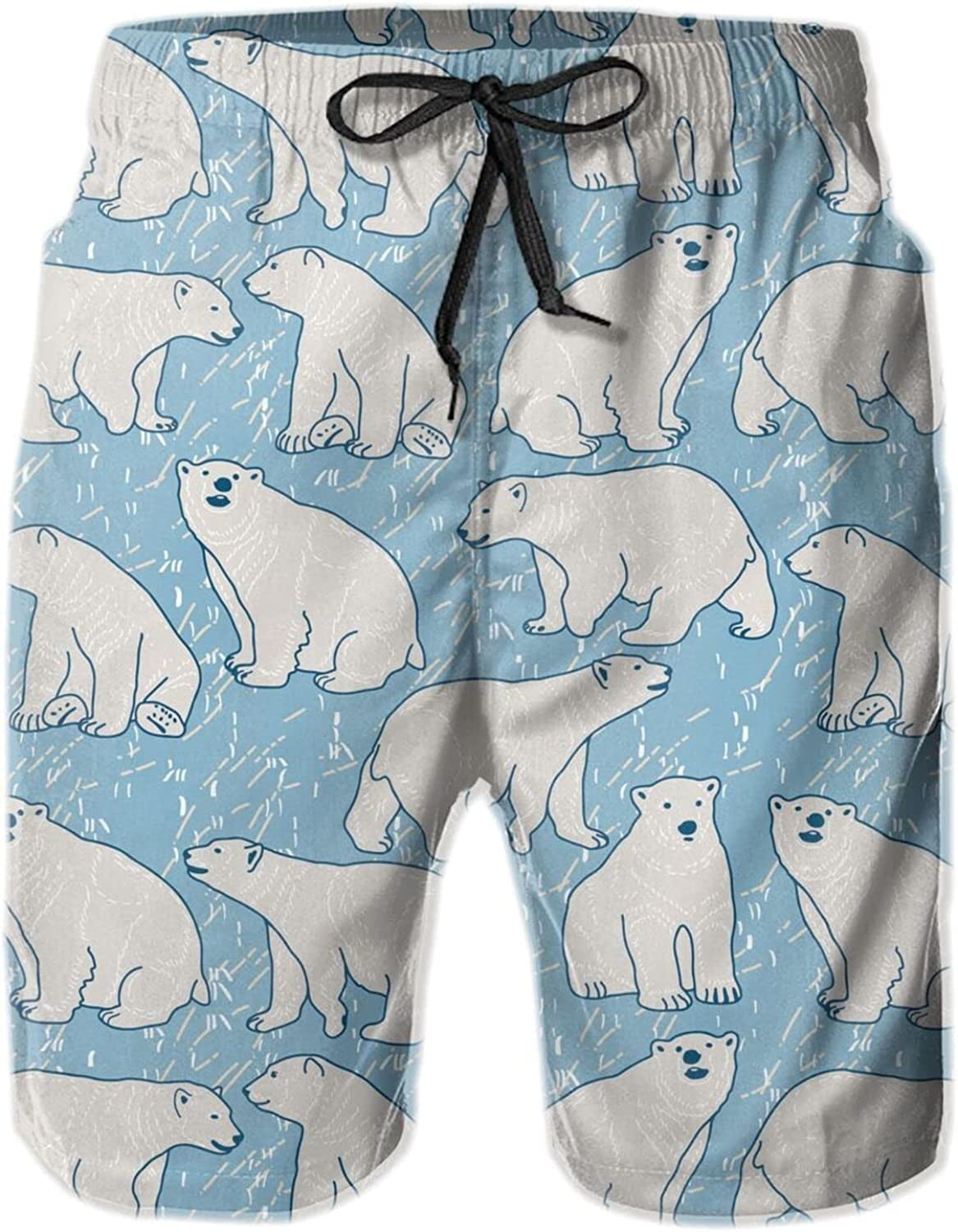 Men's Cute Polar Bear Swim Trunks Quick Dry Swim Shorts Print