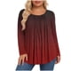 thumbnail image 1 of Mujeres de Manga Larga Tops Casual de Moda Gradiente Impresión Cuello Redondo Plegado Tamaño Superior para Uso Diario Y de Fiesta, 1 of 5