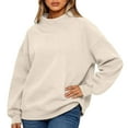 thumbnail image 5 of Mohiass Mock Neck Sweatshirt For Women | Oversized Turtleneck Sweater, Long Sleeve Fleece Pullover Tops, Fall Fashion Clothes Beige M, 5 of 5