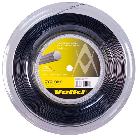 VOLKL Cyclone | Tennis Racquet String | Spin & Control | Ten-sided co-polymer (Black, 18g Reel)