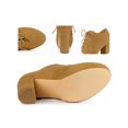 thumbnail image 2 of BLISSFUL STEP Bottines pour Femmes en Faux Suède à Talon Épais Plateforme à Lacets Bout Rond Bottes Habillées Brun 11, 2 of 5