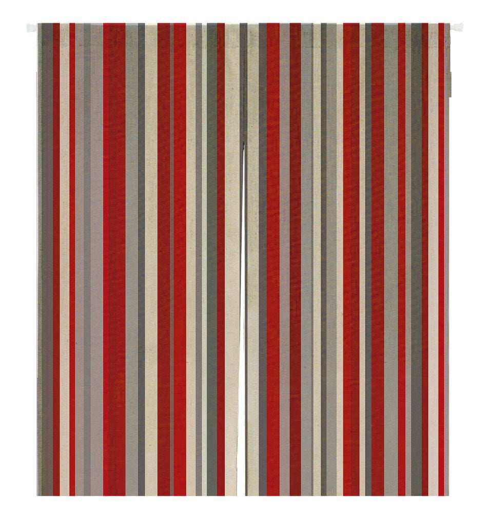 GCKG Red gray vertical stripes Doorway Curtain Japanese Noren Curtains