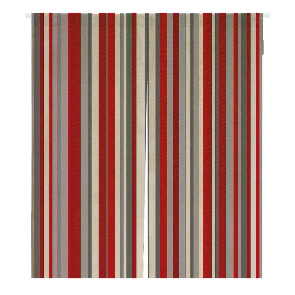 GCKG Red gray vertical stripes Doorway Curtain Japanese Noren Curtains