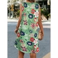 thumbnail image 3 of Nouvelle Style Robe Midi à Manches Courtes Imprimé Floral d'Été Col Rond, 3 of 3